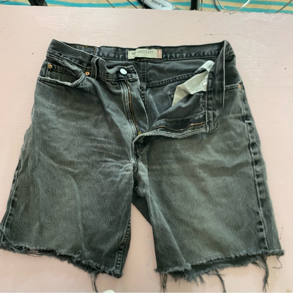 Levi’s 550 Men’s 36 Waist Cutoff Shorts Denim Jeans Faded Black Gray Grey